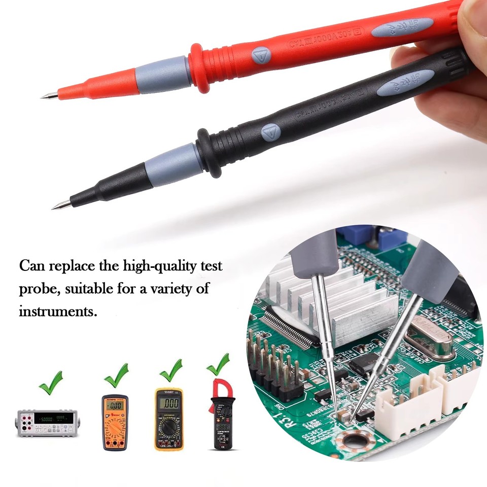  22pcs Multimeter Test Lead Probes Kit Silicone Wire Replaceable Needle Tips Universal Test Leads with Alligator Clips