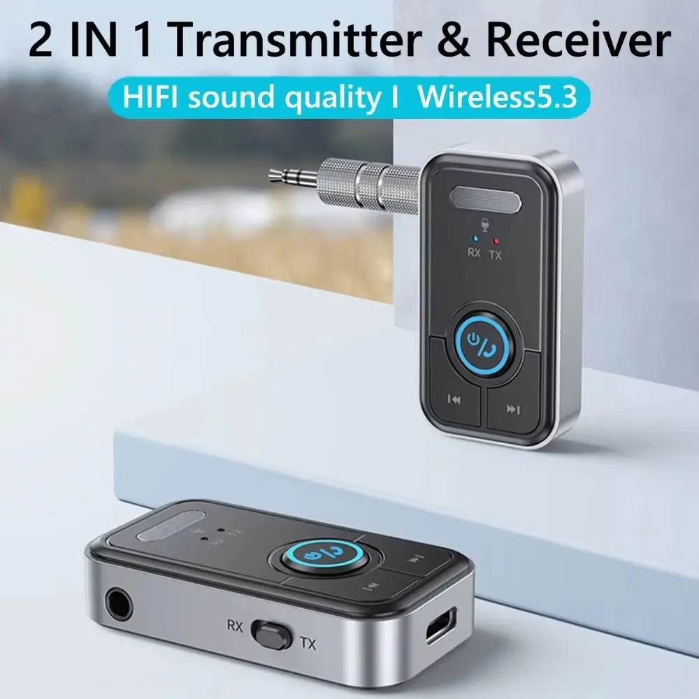 

Bluetooth 5.3 Audio Receiver Transmitter 2 in1 3.5mm AUX Jack Wireless Audio Adapter Headphone Speaker Car Stereo