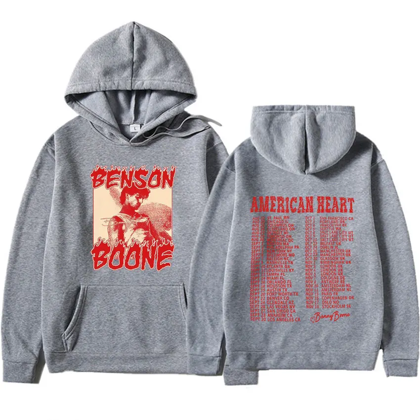 Trendy Benson Boone American Heart Tour Punk Hoodie Hipster Men Women Pop Tracksuit Fashion Long Sleeve Casual Sweatshirt Unisex