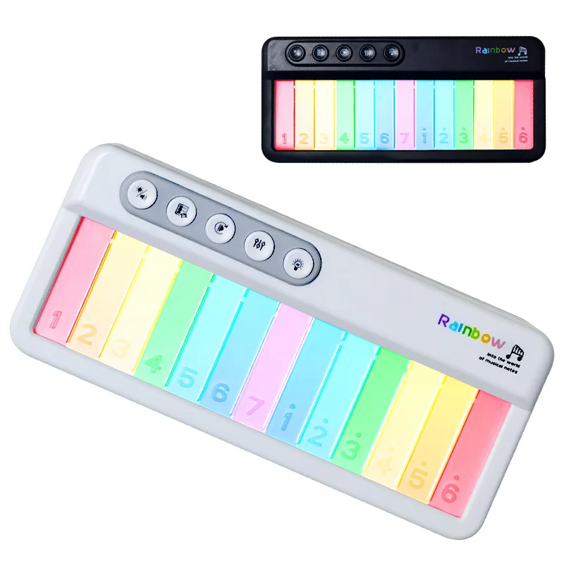 Jouets électroniques de piano arc-en-ciel pour enfants, instruments de musique légers, boîte à musique, clavier portable, jouets de puzzle pour bébé