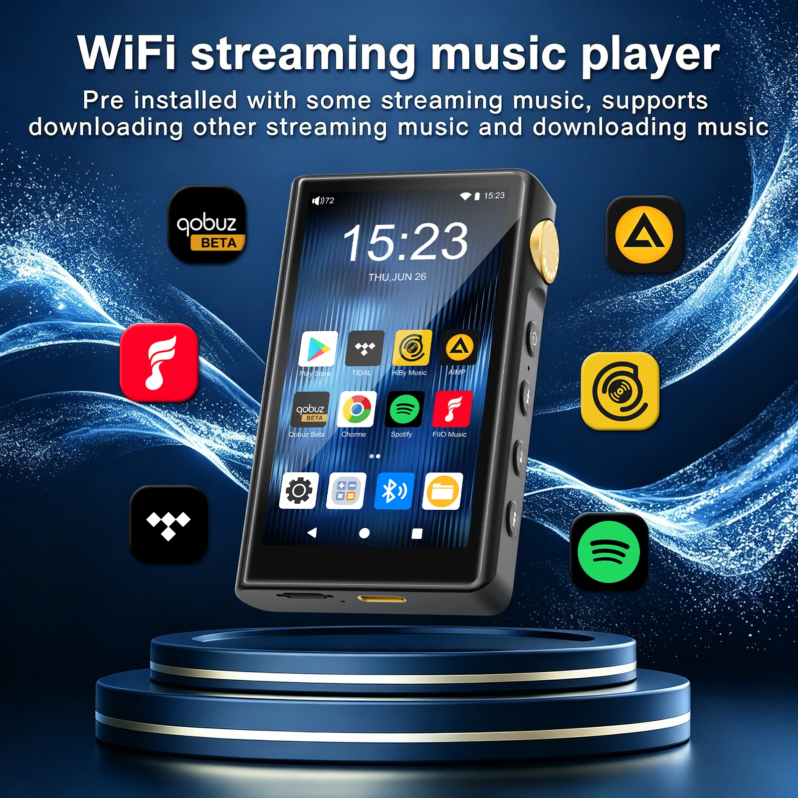 Android 12 MP3 MP4 Player 32GB HiFi Lossless WiFi Bluetooth 5.0 Touch Screen Portable Streaming Music Player Up To 512GB Gift