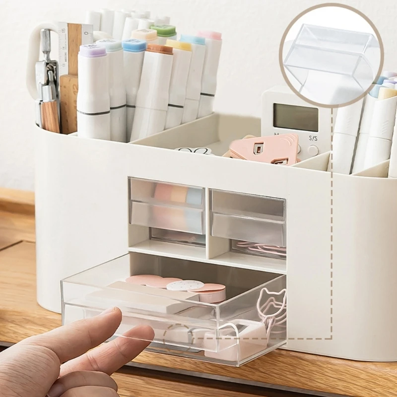 

Многофункциональный держатель для ручек с 3 ящиками для хранения, органайзер для офисного стола, большой вместительный для для