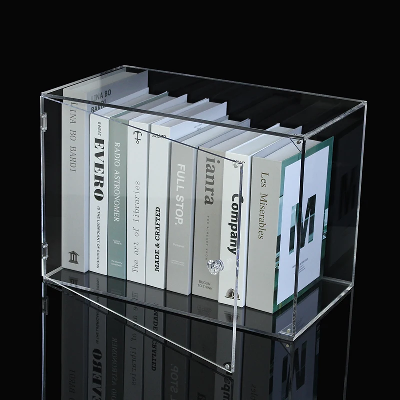 

‌ Прозрачный акриловый книжный шкаф, пыленепроницаемый ящик для хранения с боковым открытием, водонепроницаемая детская книжная полка, компактный витрина для дома
