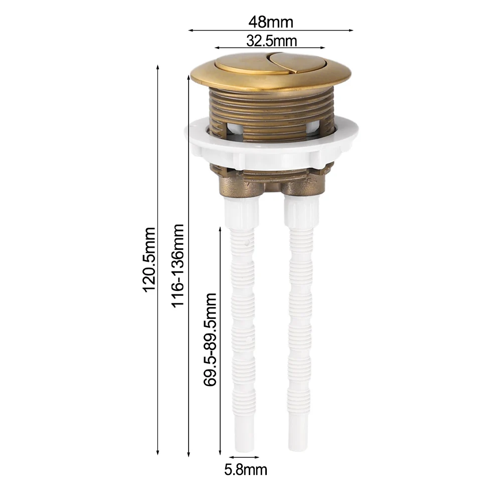 1 Pcs Toilet Water Switch Button ABS 38mm Brushed Gold Close Coupled Toilet Flush Cistern Button Bathroom Accessories