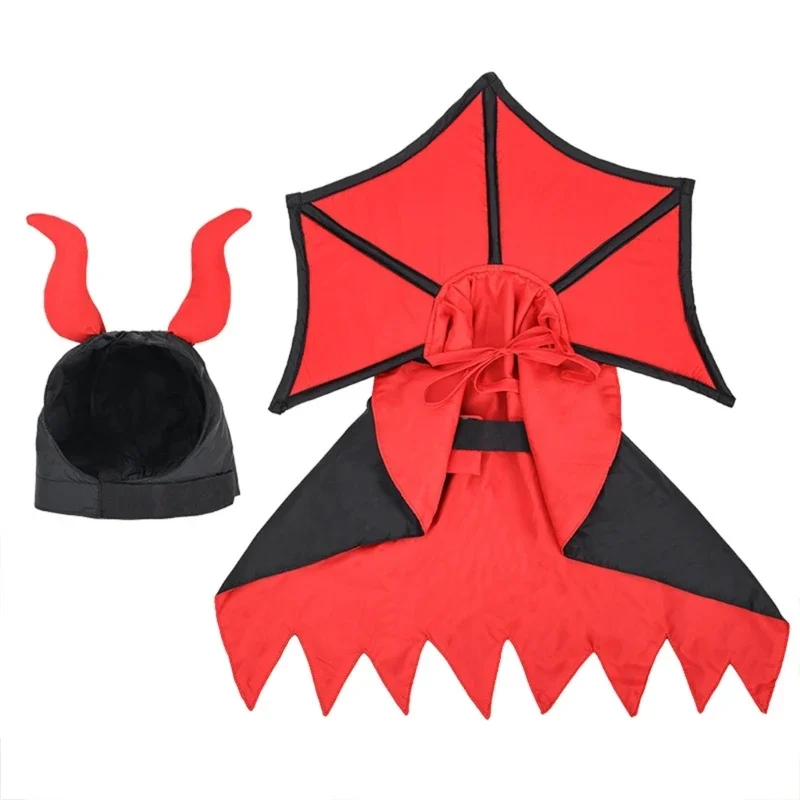 Dog Costume for Halloween Party Cats Photoshooting Vampires Cape Hat for Festival Cats Costume Holiday Props Outfit