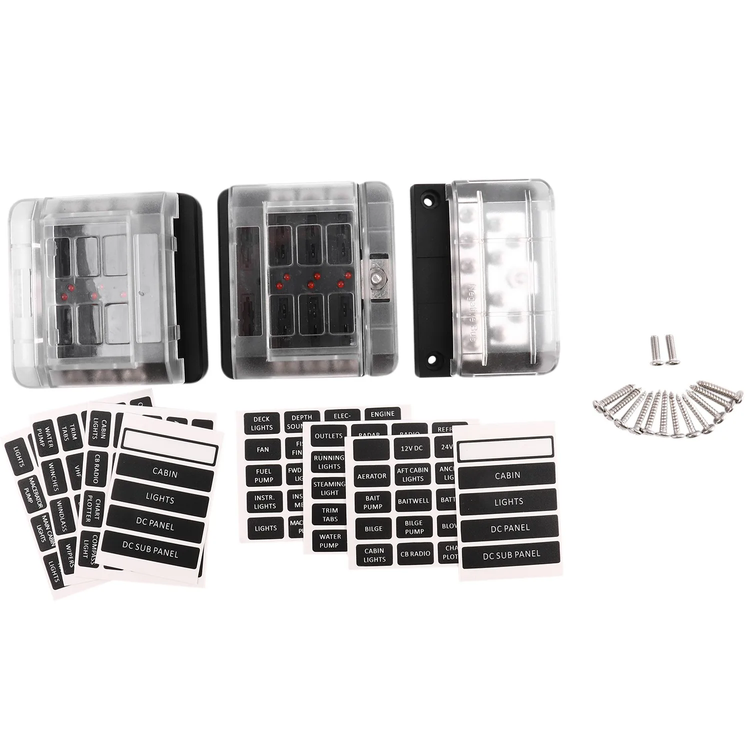 

Dc 12-32V Truck Motorhome-Coach Boat Bus Bar Power Distribution Block Double Busbars 12-Way Boat Bus 12-Way Fuse Box With Led