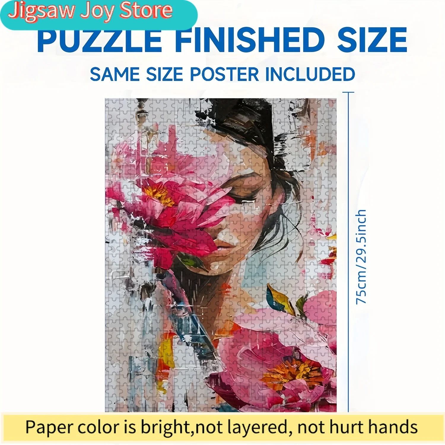 Jigsaw Puzzle for & Families - Abstract Flower Lady Art with Vibrant Colors, Intermediate Challenge, Portable & Scratch-Resis