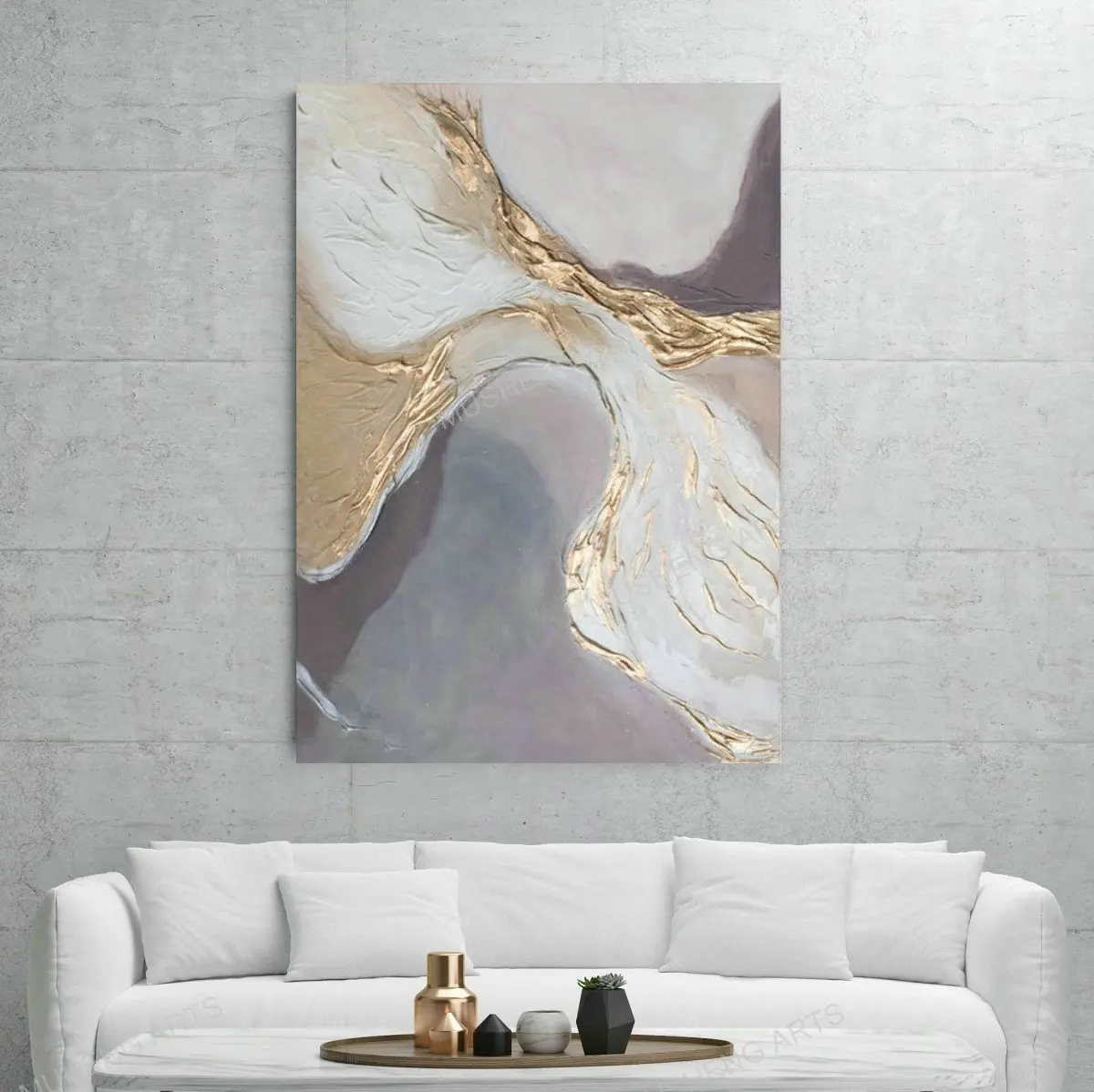 

Handmade Nordic Gold Foil Landscape Oil Painting on Canvas New Design Abstract Artwork Large Size Simple Pure Modern Wall Gift