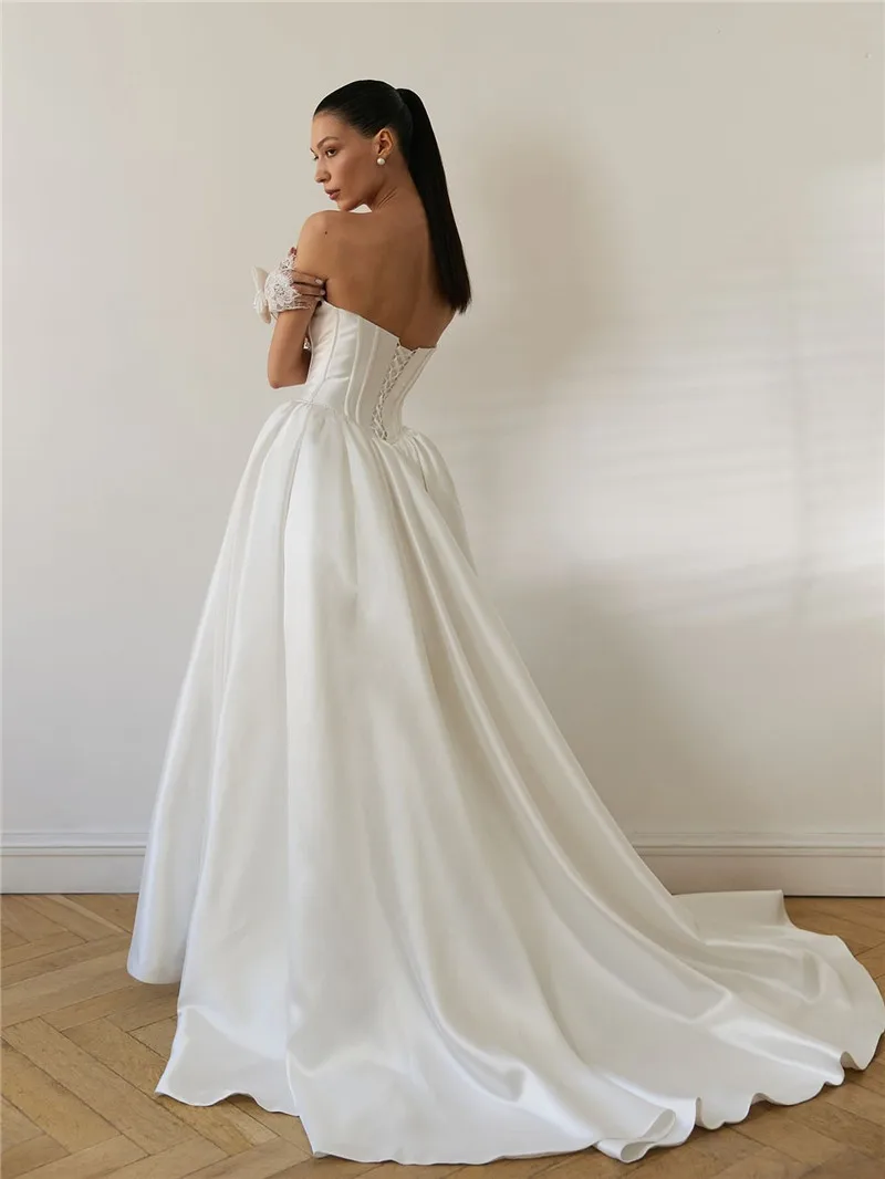 Smileven Strapless Wedding Dresses A Line Bride Gown Customizable Vestido De Novia Sleeveless Wedding Gowns