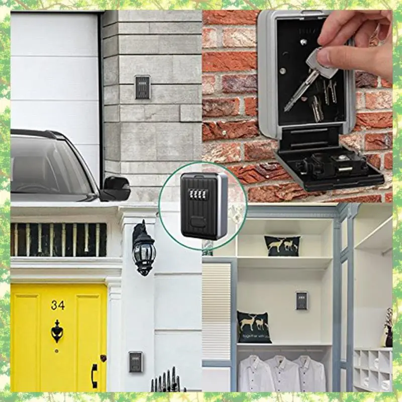 Smart-2X กล่องล็อค กล่องรวม 4 หลัก ตัวซ่อนกุญแจทนต่อสภาพอากาศพร้อมที่เก็บกุญแจรหัสแบบรีเซ็ตได้ติดผนัง