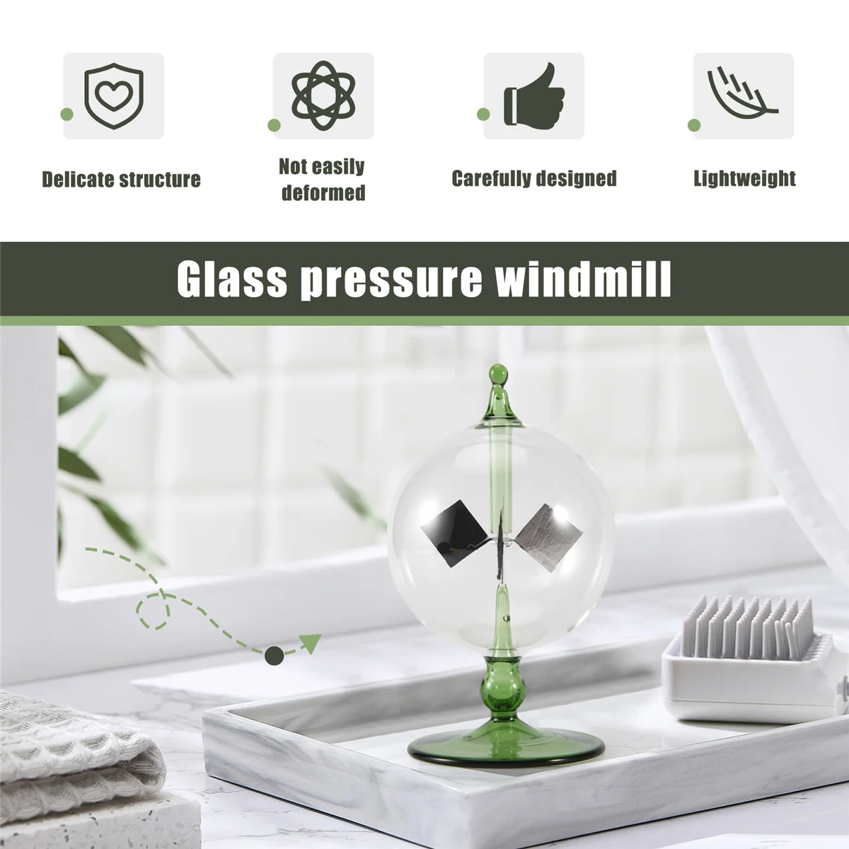 Radiometro a energia solare verde Crookes Solar Energy Spinning Vanes Windmill Gift Home Desk Decoration