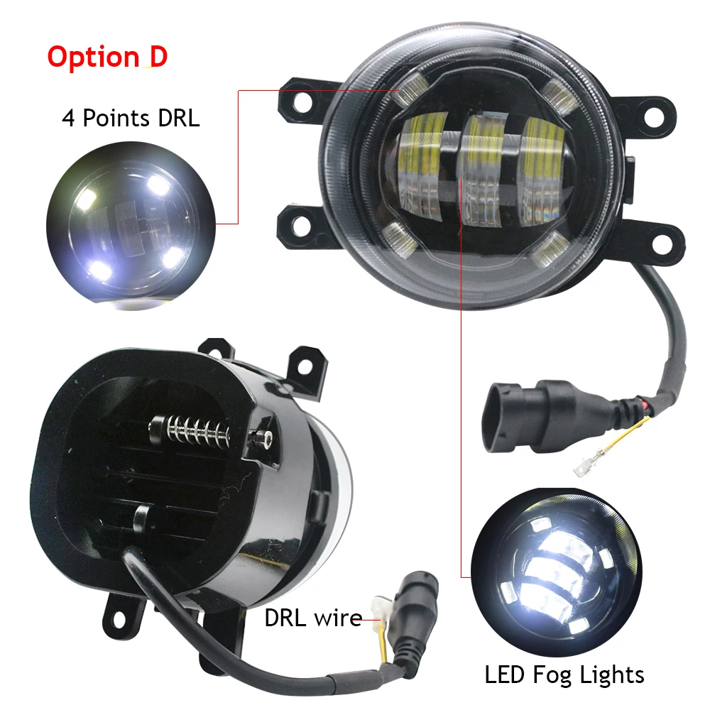 LED Fog Lights Assembly with Lens for Toyota Corolla Rumion E15_ 2007-up with Angel Eyes DRL Ring + Yellow Car Turn Signal Light