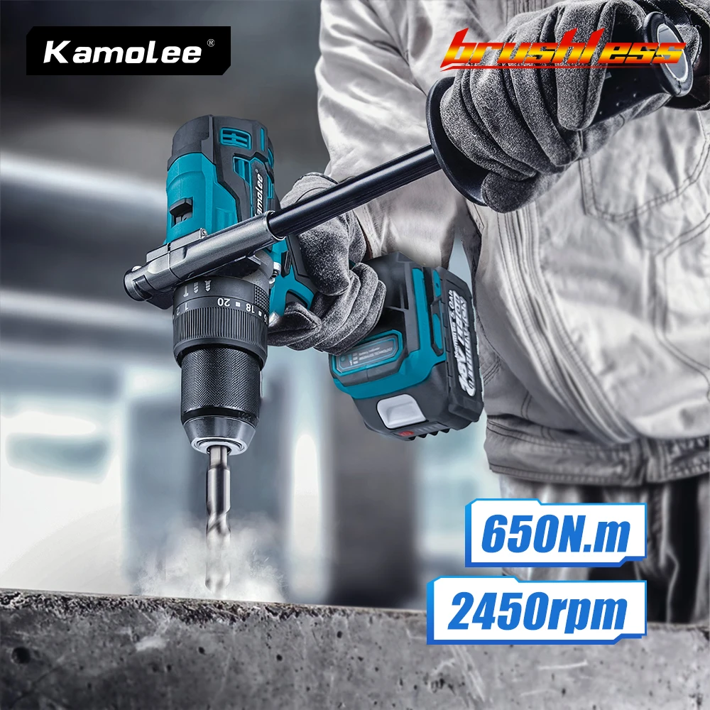 [Icebreaker]Kamolee 13MM Brushless Electric Impact Drill For Ice Breaking Cordless Screwdriver  Lithium Battery Charging Hand Dr