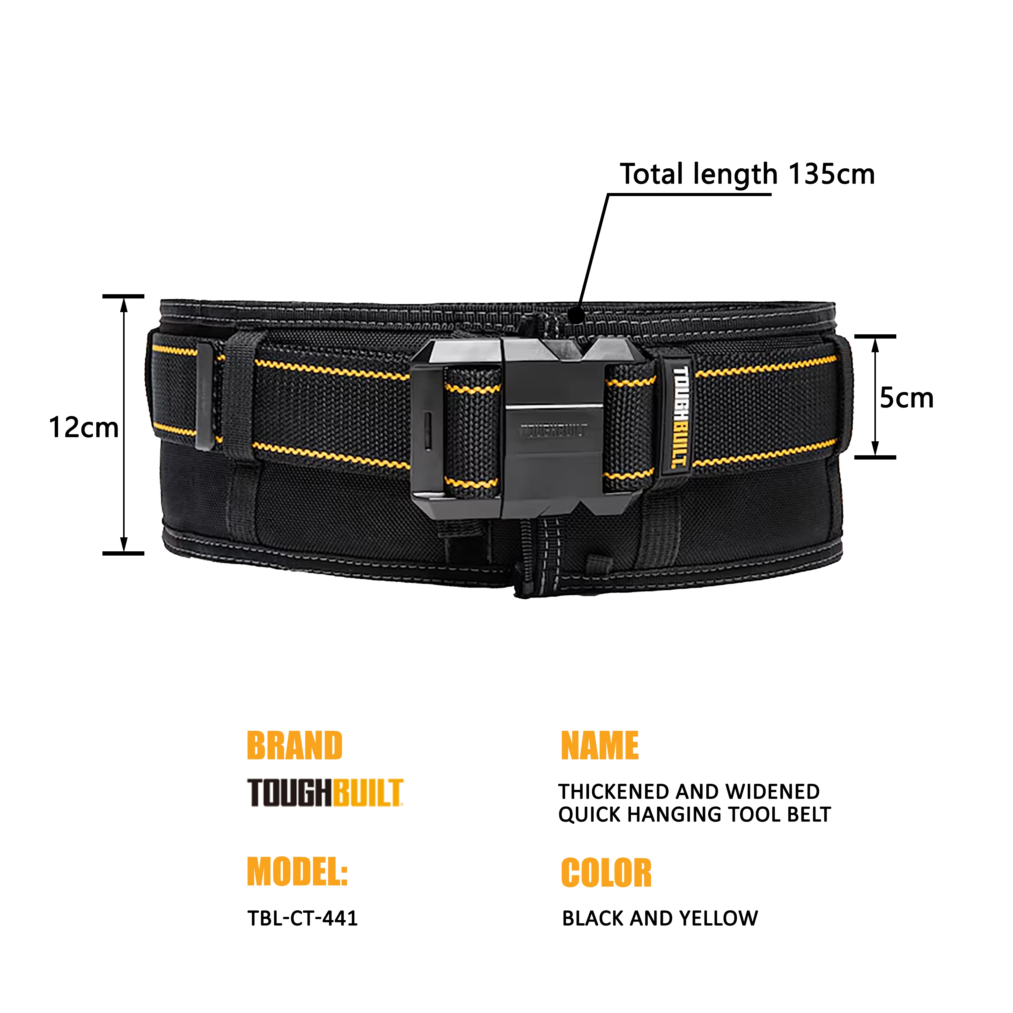 TOUGHBUILT Verstärkter und Verbreiterter Werkzeuggürtel, Kombinierbar mit Schnellhängender Werkzeugschale, Universelles Werkzeugzubehör TBL-CT-441 – Detail 2