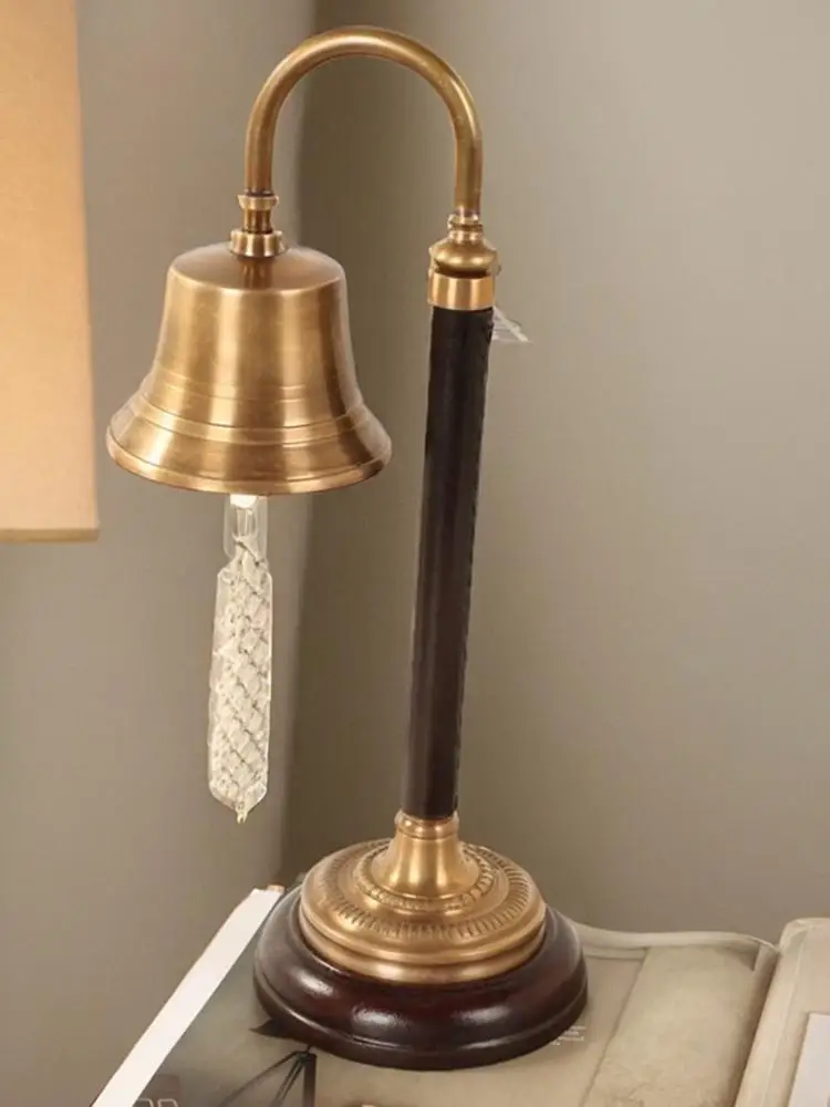India imported American retro nostalgic brass desktop hemp rope hand ring loud bell luxury copper bell decorative ornament