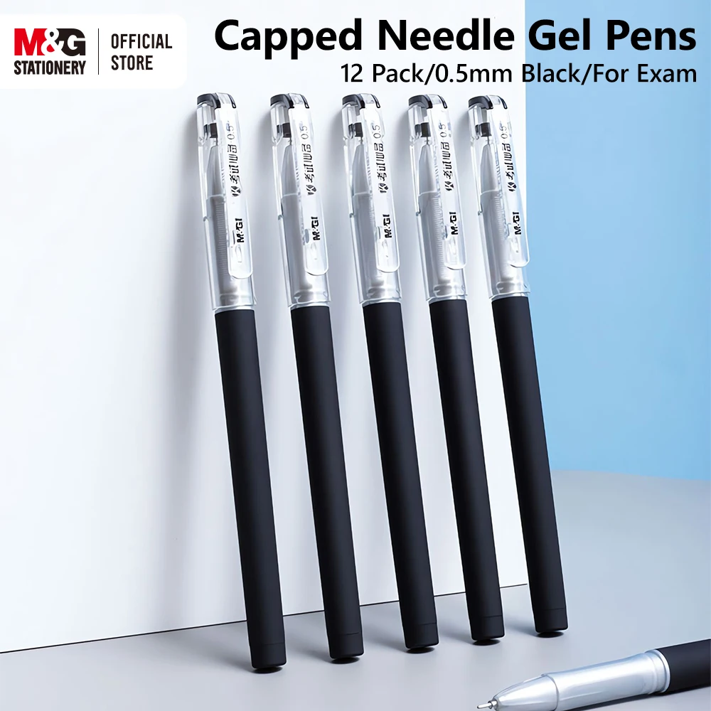 

M & G 12 шт. гелевая ручка 0,5 мм черные гелевые ручки быстросохнущие ручки с полным шприцем для подписи для студентов экзаменационный офис