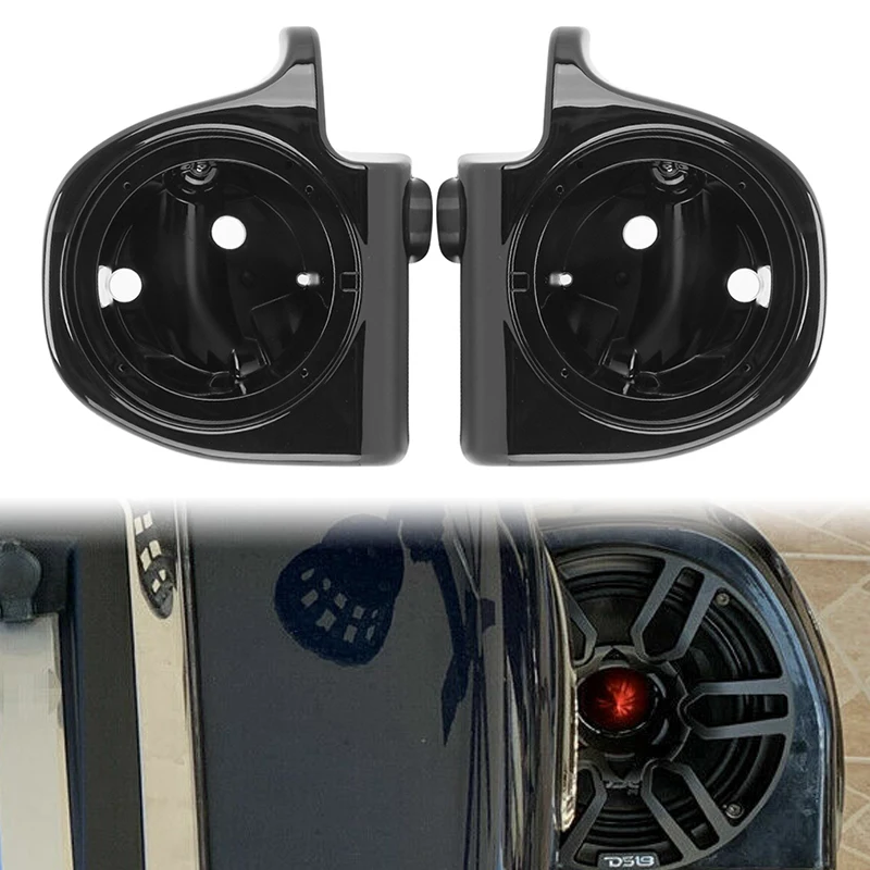 

Motorcycle Black Vented Lower Fairing 6.5" Speaker Boxes Pods For Harley Touring Electra Glide Road King Street Glide 1994-2013