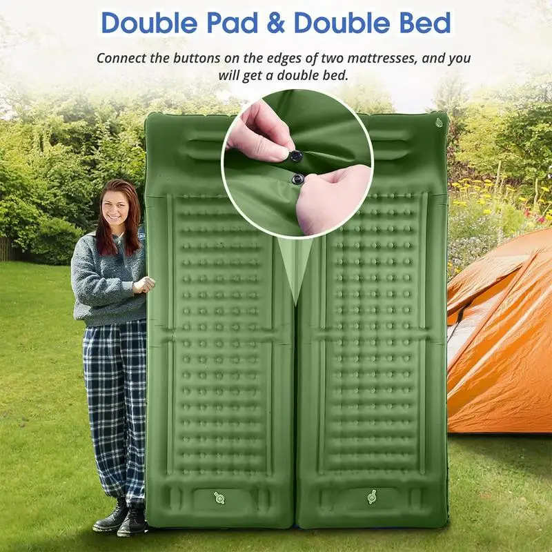 Inflatable Camping Mattress Sleeping Self-Inflating Mat For Camping Roll-Up Thickened Mattress Camping Pad With Built-in Pump &