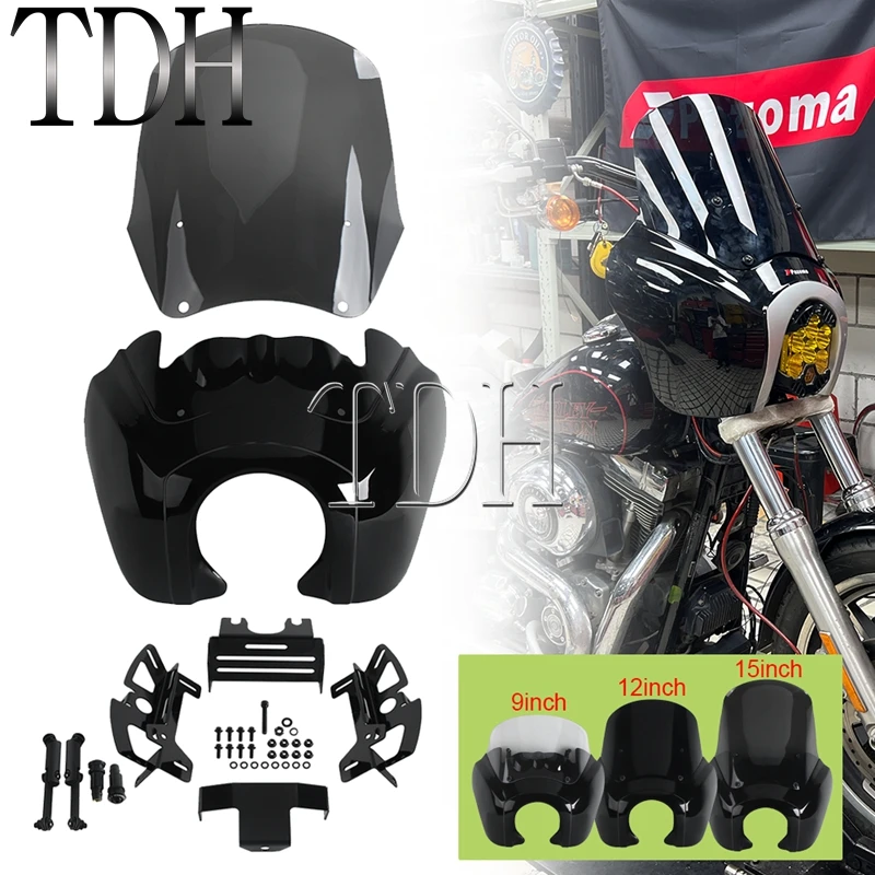 Front T Bar Fairing For Harley Dyna Street Bob FXDB FXDBI FXDBB FXDBP For Baja LP6 Light Bracket Windshield Motorcycle Accessory view 2
