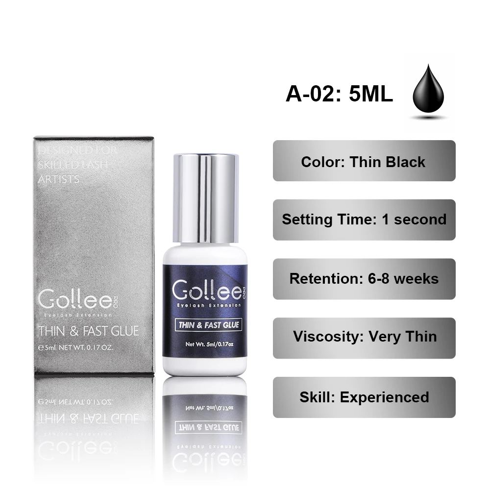 10PCS Gollee Lash Extension Glue 5ML Wholesale Set Ethanol Primer Clean Lash Extensions Supplies Super Bonder Lashes Gule Set