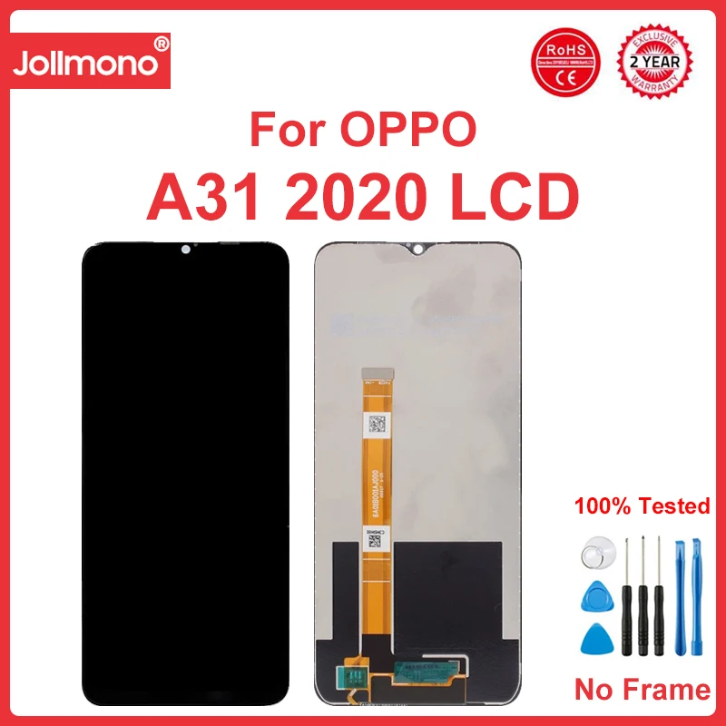 프레임 터치 스크린 디지타이터 어셈블리, OPPO A31 2020 LCD 디스플레이, CPH2015, CPH2073, CPH2081, CPH2029, CPH2031, 6.5 인치 