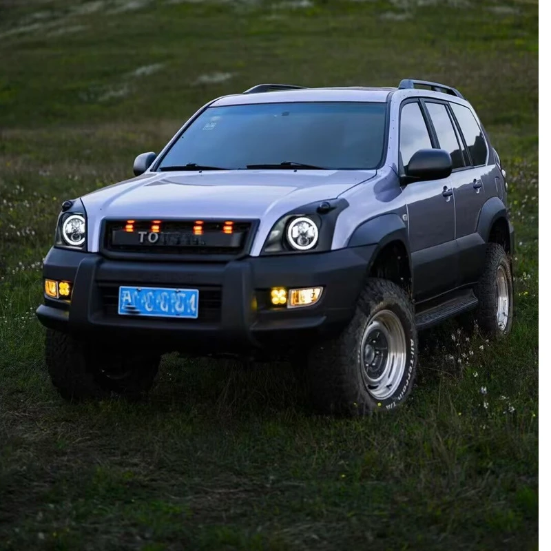Suitable for Toyota Prado LC120 Modified Honeycomb Grille TRD Front Face Retro Headlights