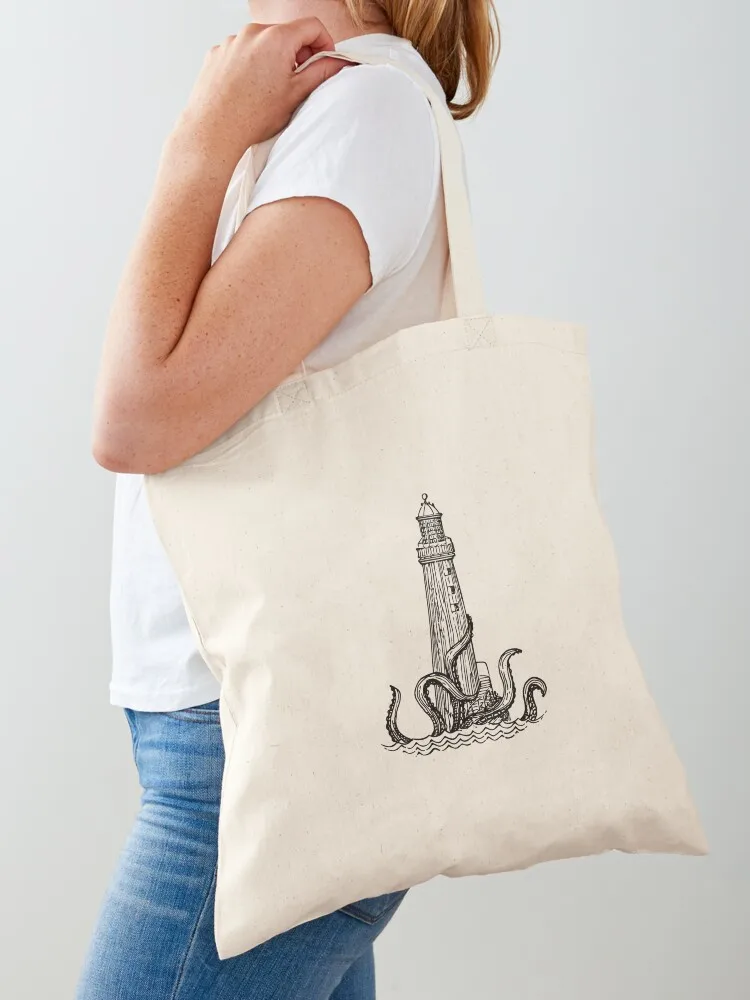 

the lighthouse & the kraken Tote Bag reusable grocery bags Shopper sacs de shopping hand bag ladies