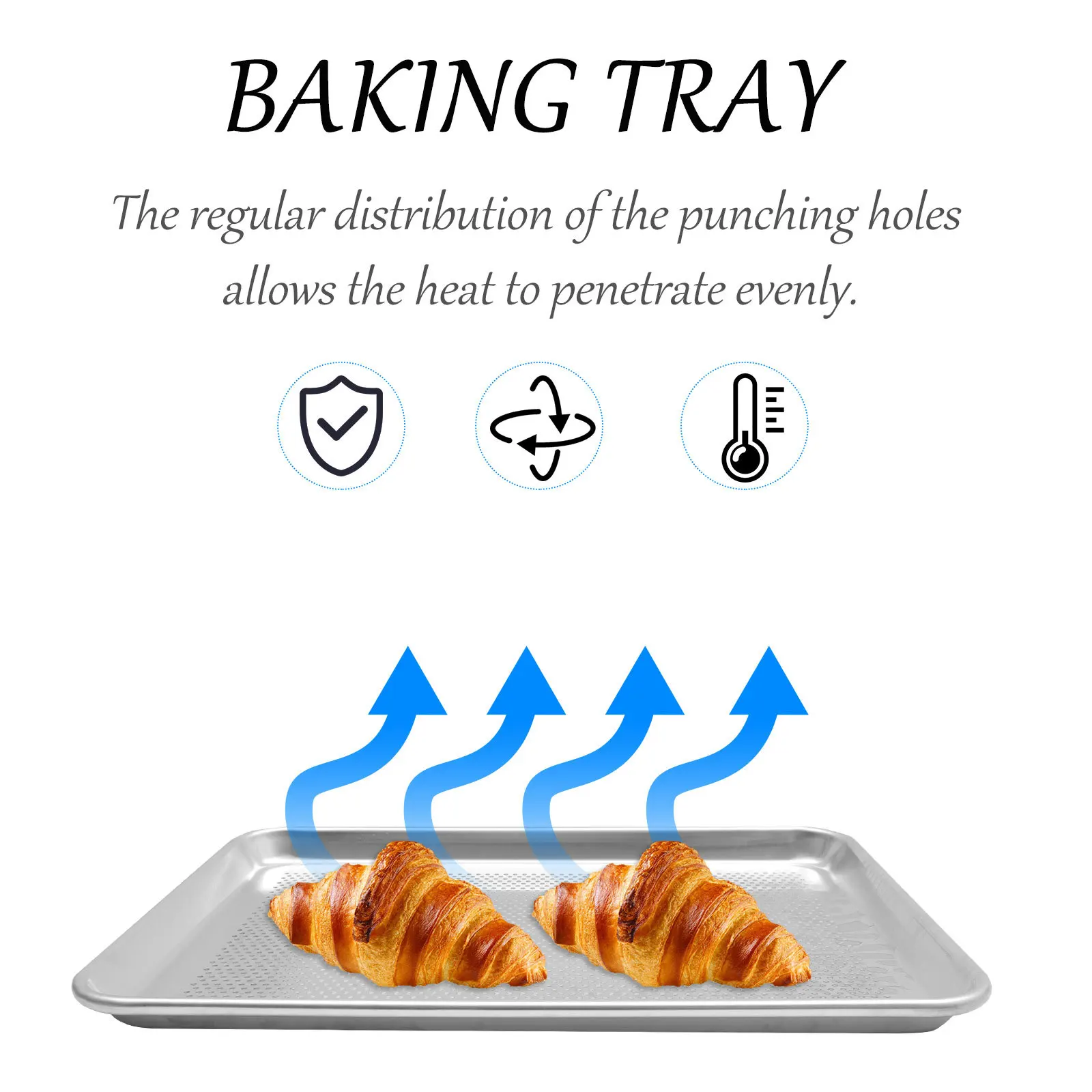 

1pc Aluminum Alloy Baking Plate With Even Heat Holes Non-Rusty Grill Steaming Net For Pizza Cake Barbecue Tray Food