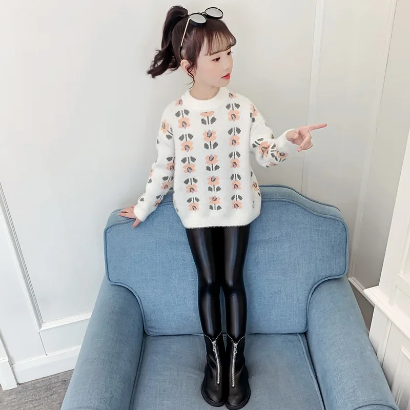 

2023 Korea Autumn Winter Pullovers Cropped Sweaters Knitted Sweater Knitted Top Elementary Girls Pullover Sweaters For Children