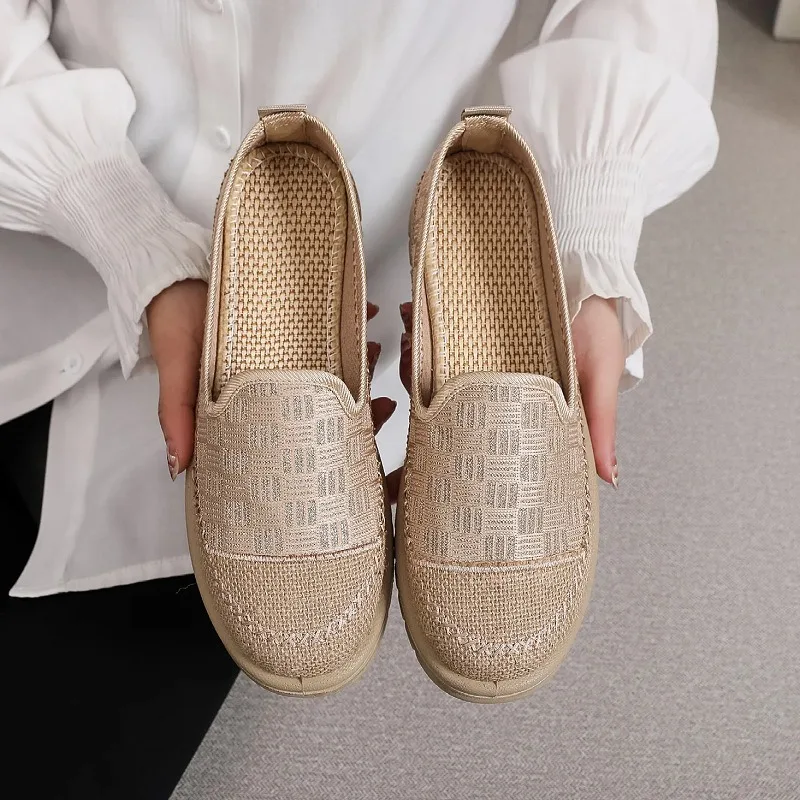 Zapatos informales transpirables para mujer, mocasines sin cordones poco profundos de talla grande, alpargatas de moda para exteriores, zapatos cómodos para caminar, novedad