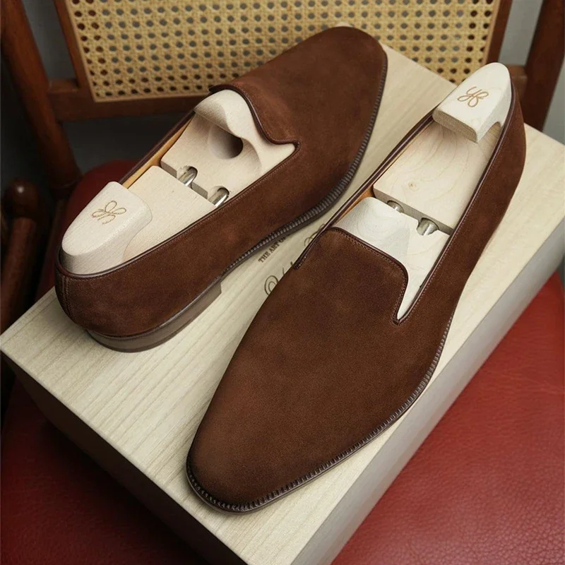 Loafers Red Bottom Shoes for Men Party Slip-On Breathable Brown Black Shoes for Men with Size 38-48 Dress Shoes