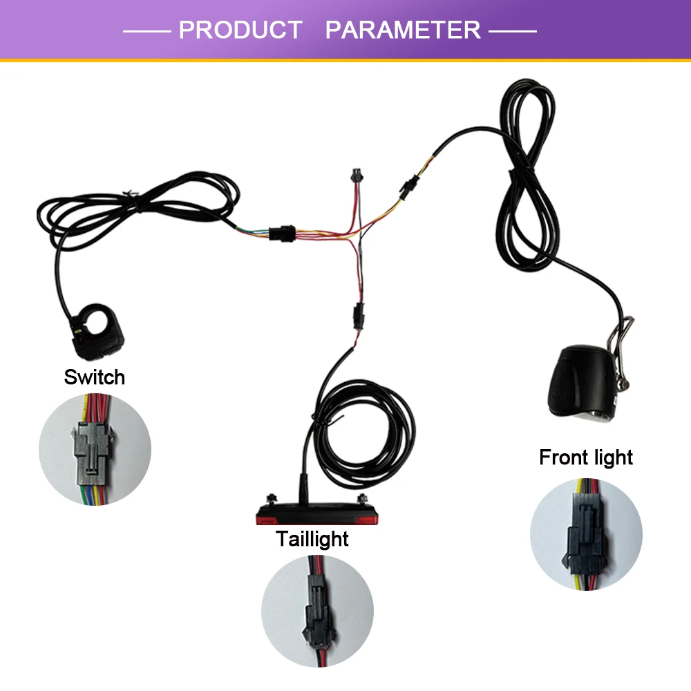 

Фара или задний фонарь для электрического велосипеда с переключателем DK226, 12–48 В, передний фонарь с звуковым сигналом, фонарь без функции стоп-сигнала