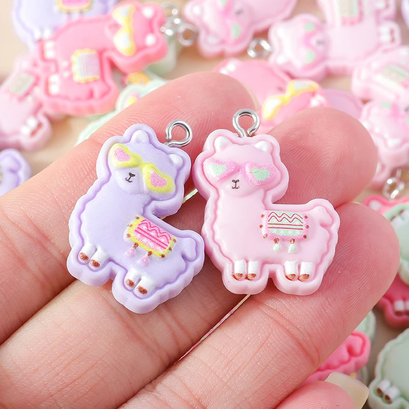 Leslie 15 Stück neue Kawaii-Harz-Alpaka-Charms für Tropfen-Ohrringe, DIY-Armband, Halskette, Schmuckherstellung, handgefertigte Anhänger – Detail 3