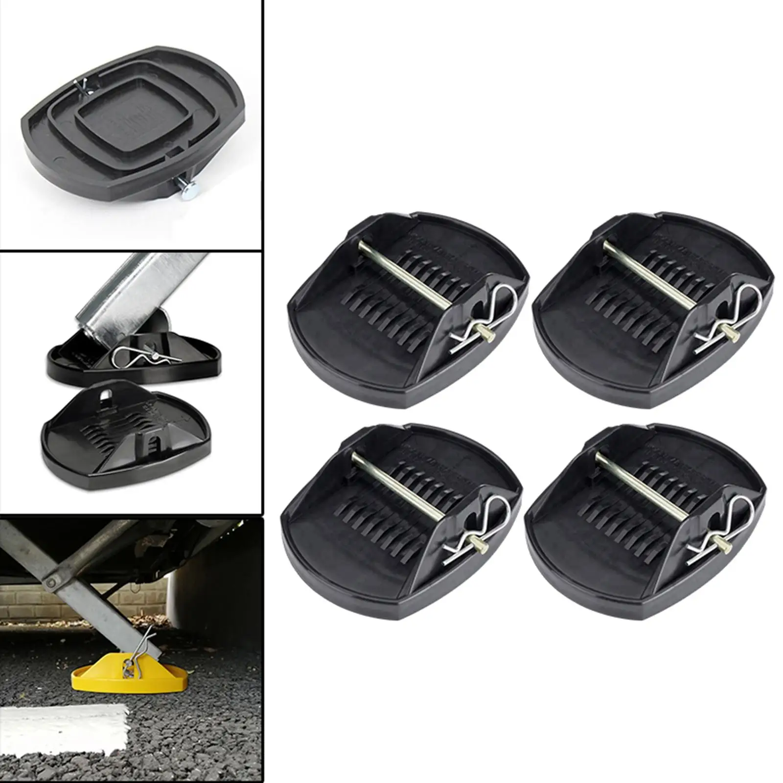 4x Universal Caravan Jack Pads Leveller Wheel Foot Leg Support Jacking Lift Pad Support Stand Adapter for Trailers RV