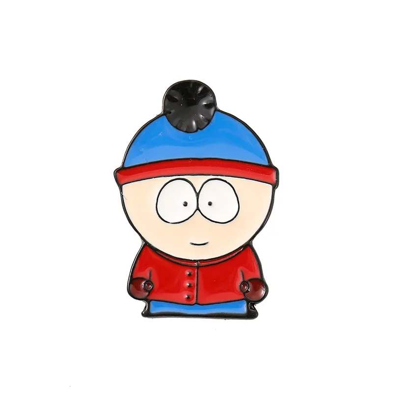 Cartoon TV Movie Cartman Figure Badges Lapel Pins for Backpacks Metal Enamel Cute Badge Clothes Jewelry Clothing Accessories