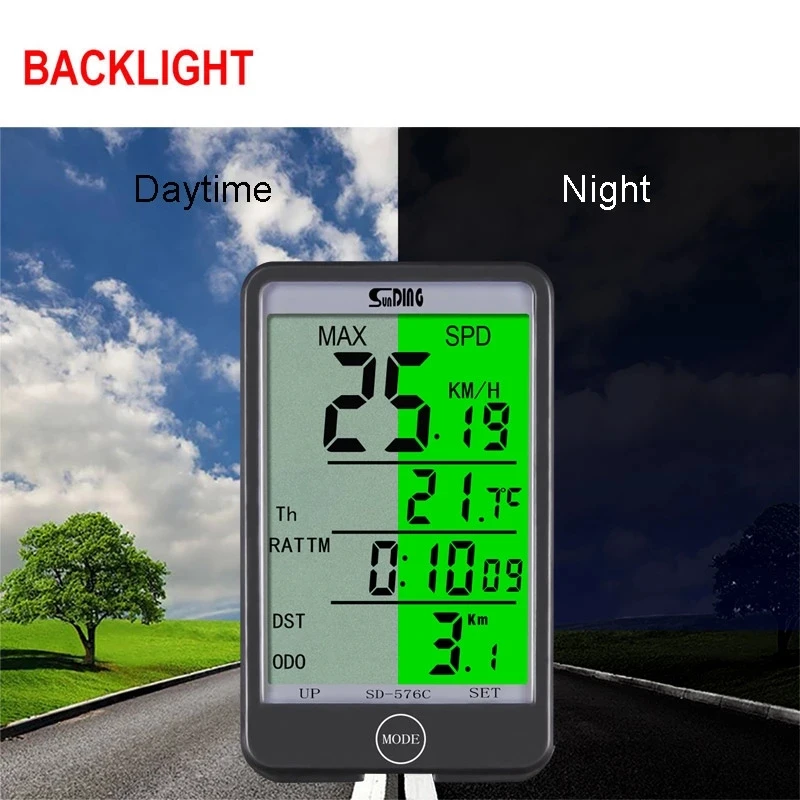 Bike digital Speedometer Bicycle Computer cycling Odometer Stopwatch Waterproof Cycle Bike Computer with backlight LCD display