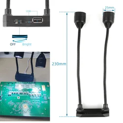 USB Dual Gooseneck Adjustable LED Spot Auxiliary Lights for Microscope Illuminator Lamp with 3 Lighting Modes