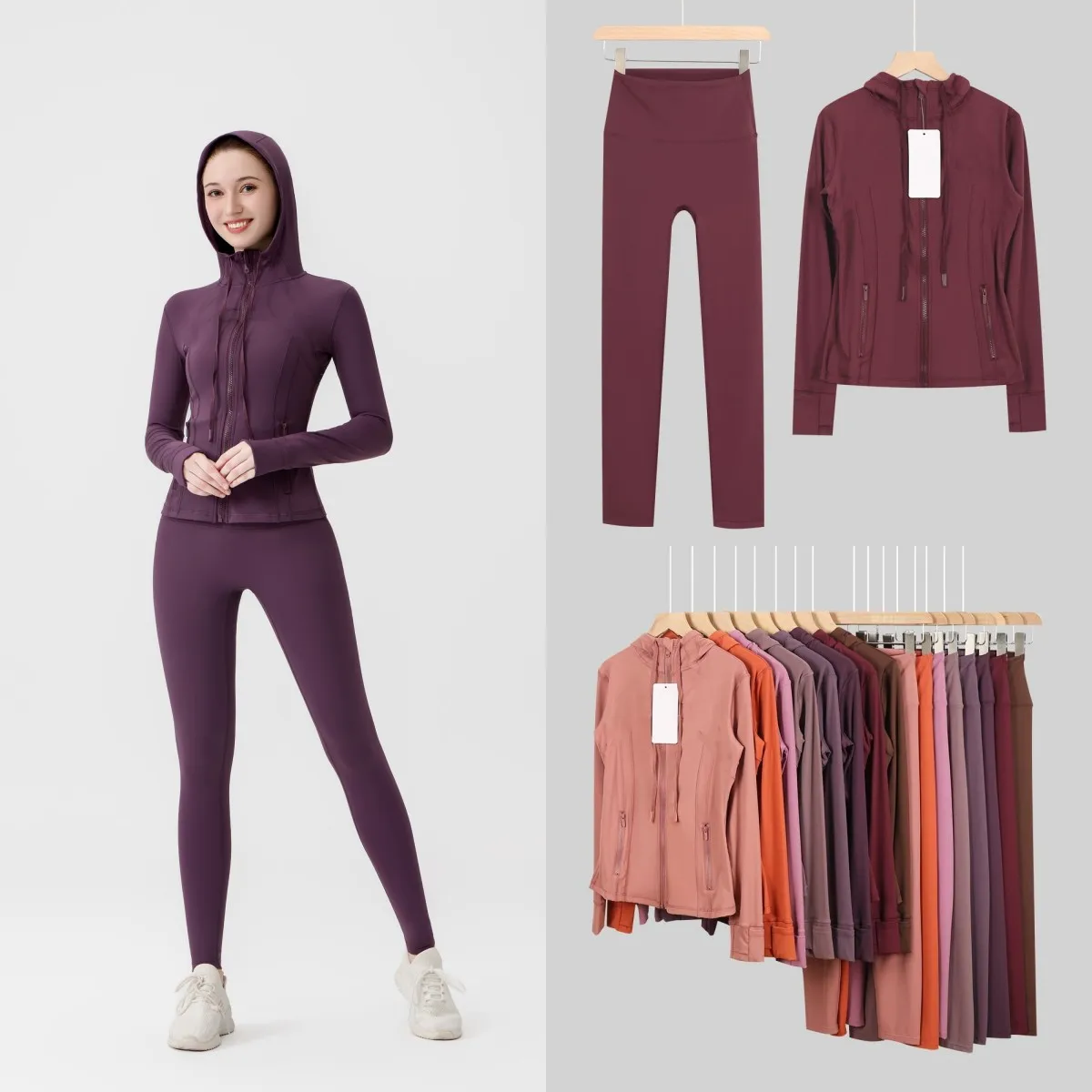 

Дизайнерский комплект для йоги: худи с капюшоном, леггинсы для фитнеса и тренировок, спортивный костюм для зала, комплект для занятий спортом Shark Athletic Wear.