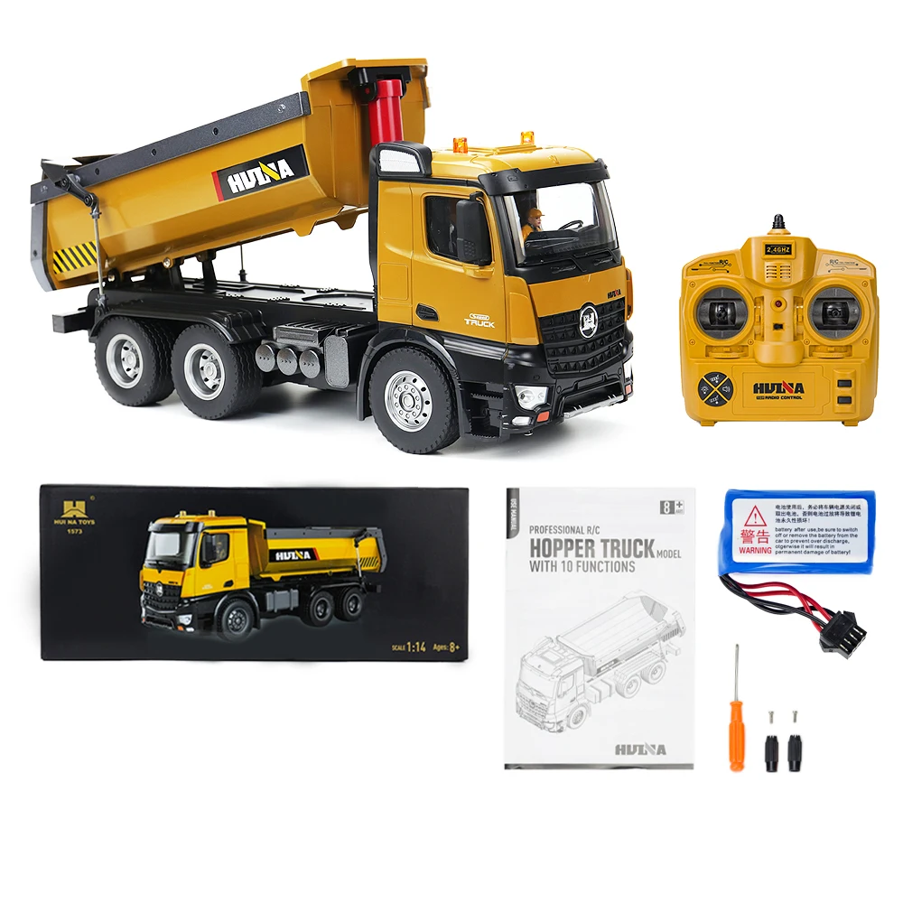 Upgrade Huina 573 Remote Control Dump Truck Remote Control Project Large Earth Truck Charging Car Children\'s Boy Toys