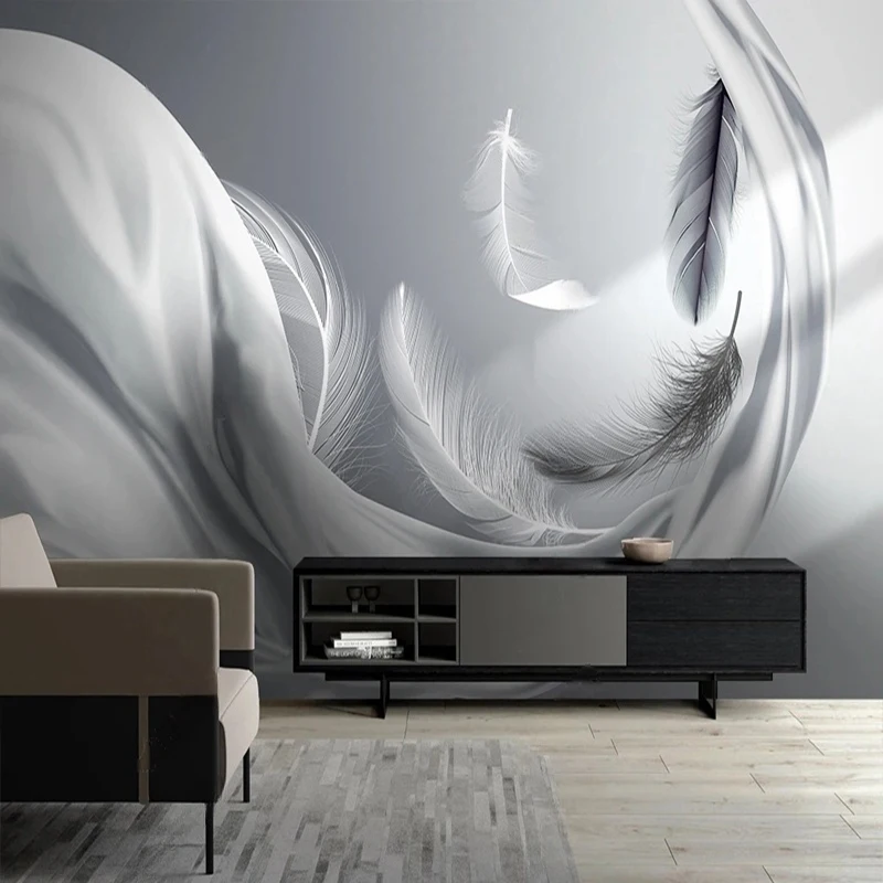 

Customized Nordic 3D Wall Mural Abstract Feather Design Wallpaper for Living Room Bedroom Office Wall Decor Background 3D