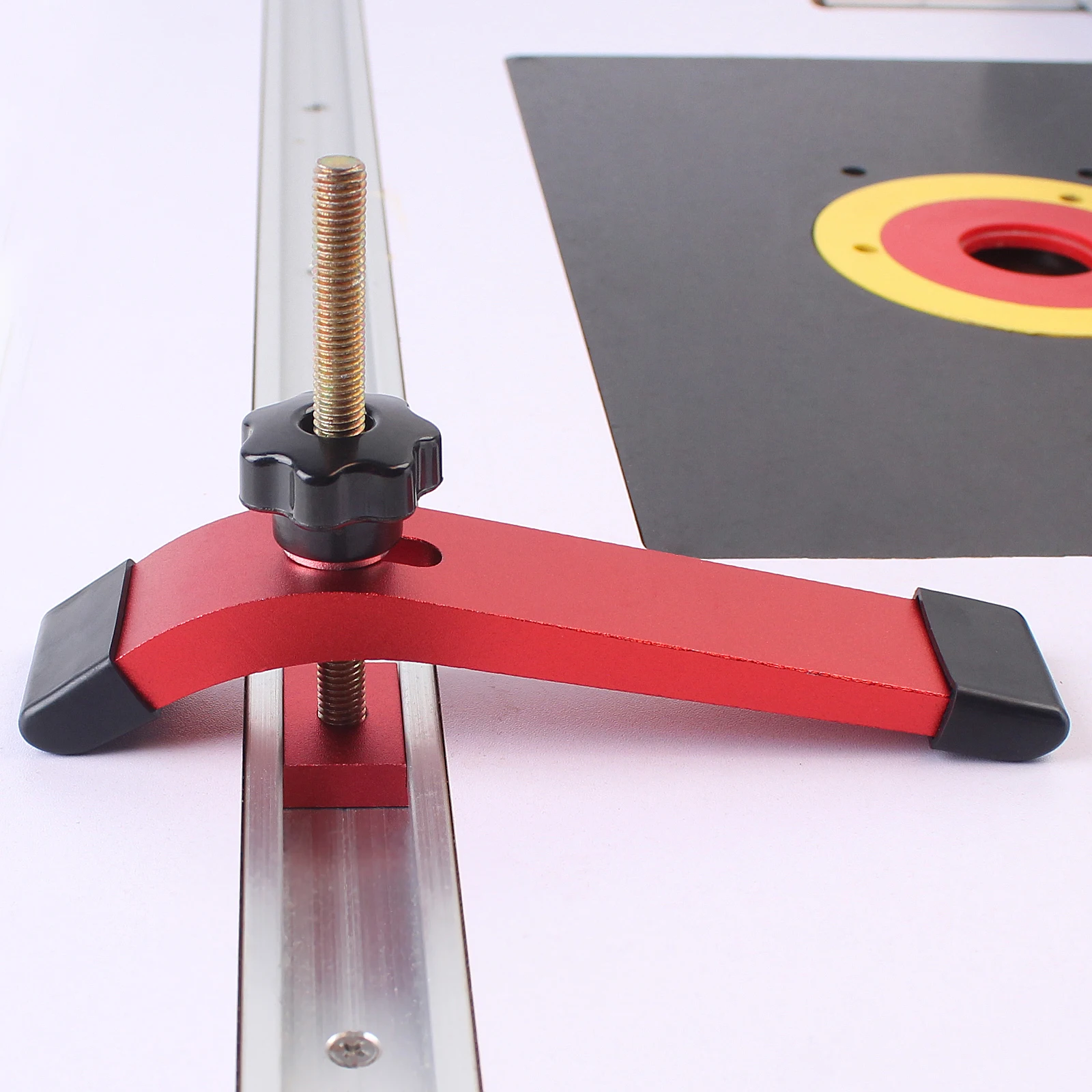مشبك تثبيت على شكل T سريع المفعول مع مسامير T ومزلاج ، مشابك النجارة ، سبائك الألومنيوم ، مكابس الحفر لأجهزة التوجيه ، 2 صولجان