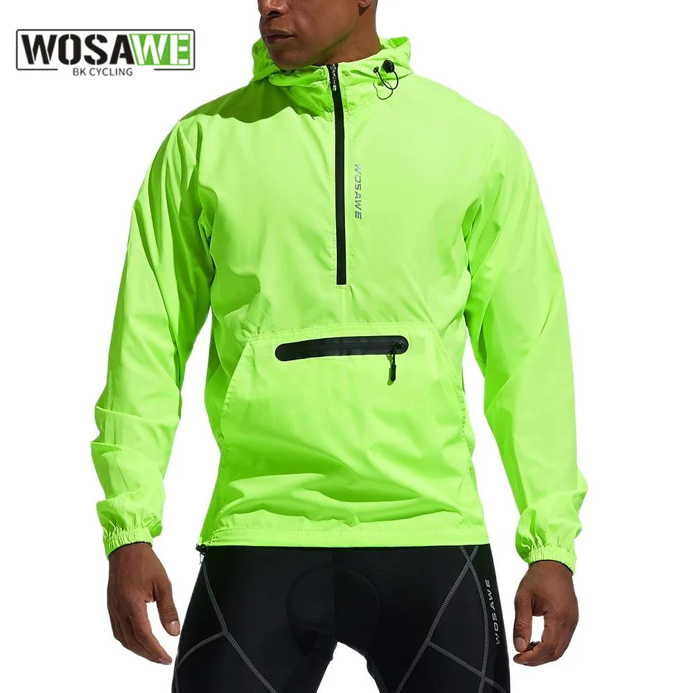 WOSAWE giacca da ciclismo da uomo giacche MTB riflettenti con cappuccio giacca a vento antivento maglia manica lunga cappotto sportivo all\'aperto