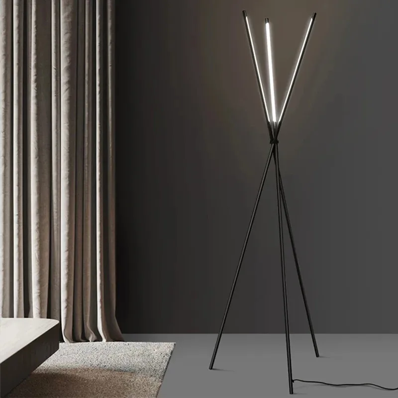 Imagem -04 - Triângulo Nórdico Standing Led Floor Lamp Luzes de Leitura de Tripé Simples Preto Home Indoor Sala de Estar Sofá Decoração do Quarto 24w