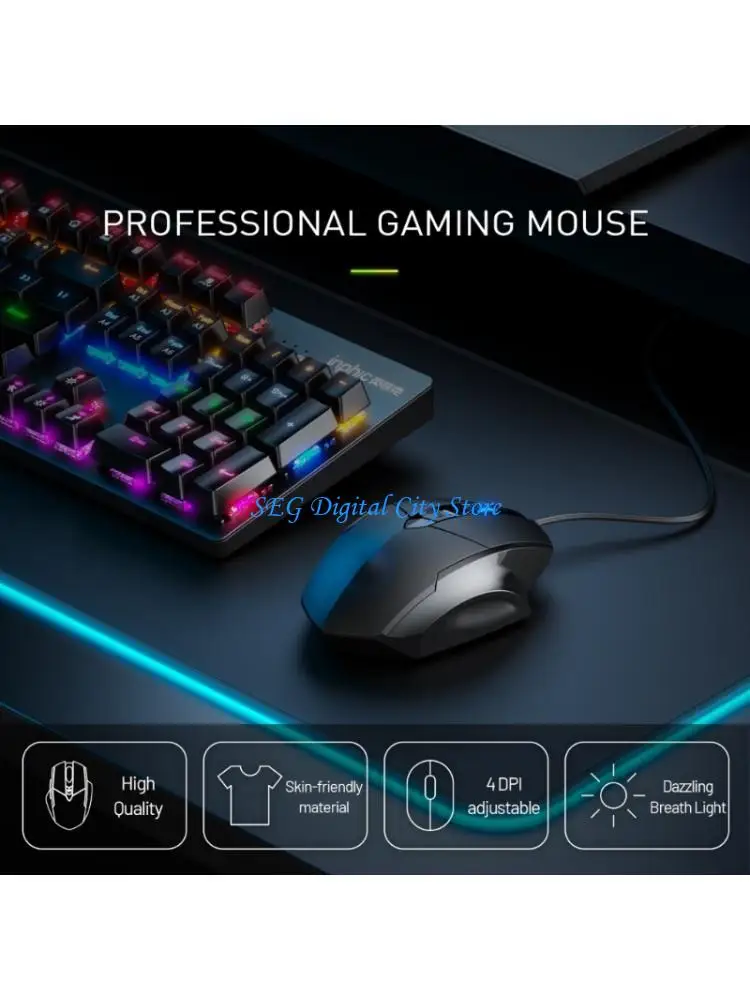

U75B Gaming Mouse Corded Ergonomic Gamer Laptop PC USB Optical Computer Mouse with LED Backlit Adjustable 8800DPI Programmabl