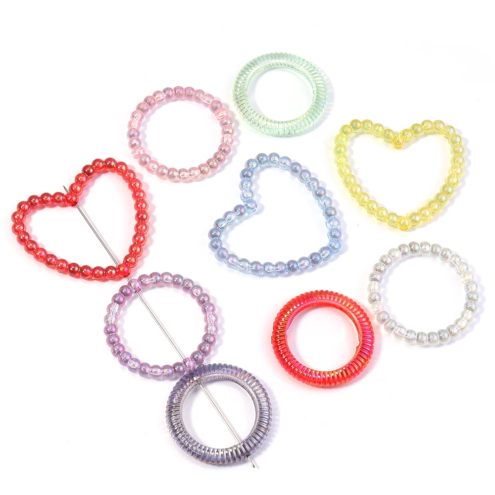 20 piezas de cuentas acrílicas huecas redondas con forma de corazón de colores para la fabricación de joyas, pulseras, pendientes y accesorios DIY.
