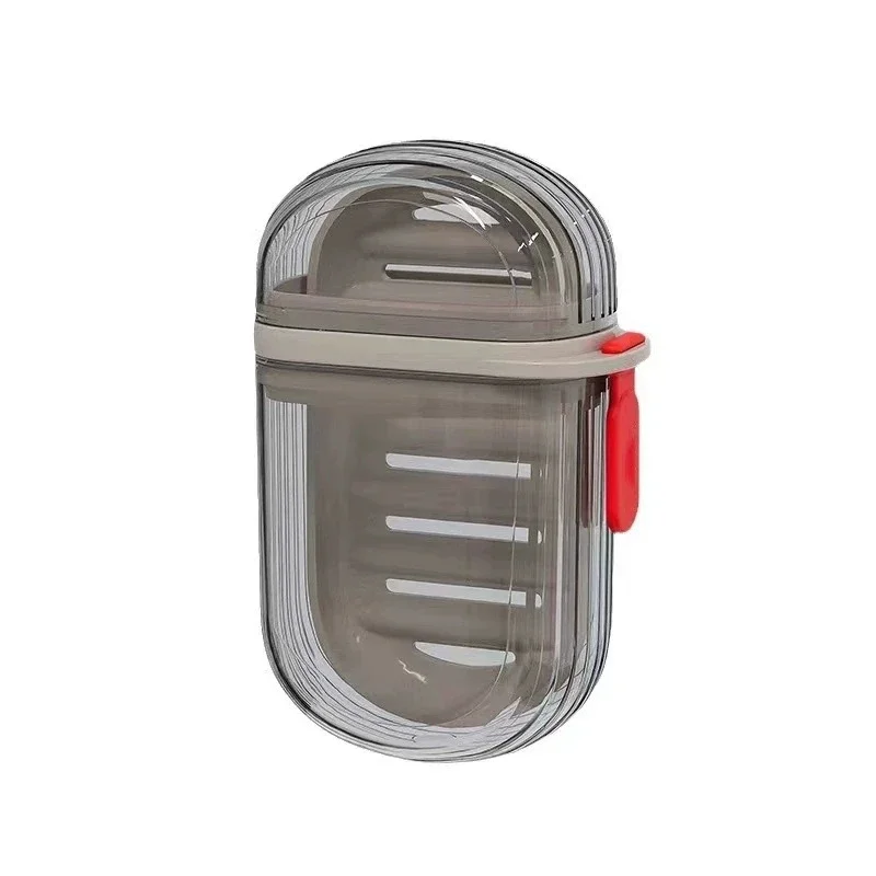 1PCS Portable Plastic Soap Case for Travel Container Dish Tray Travel Soapdish with Drain Portable Soap's Holder with Cover image 2