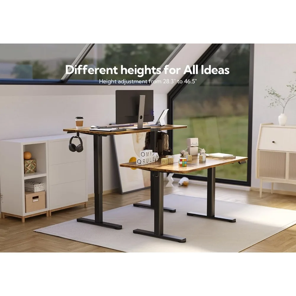 Electric Standing Desk, Adjustable Height Stand up Desk, 48x24 Inches Sit Stand Home Office Desk with Splice Board