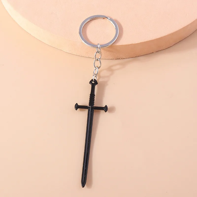 Aihua Punk Metal Viking Warrior Sword Keychain for Women Men Great Dragon Slayer Sword Key Ring Bag Pendant Car Key Holder