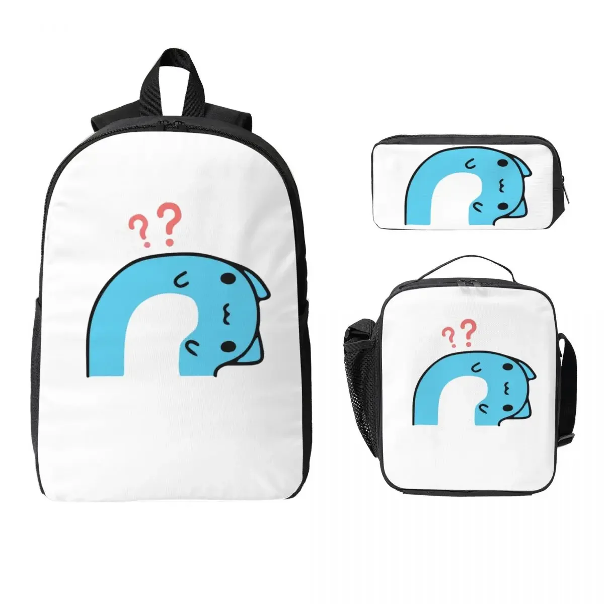 Рюкзак Comic Cat Bugcat Capoo Bug Cat для мальчиков и девочек, школьная сумка, сумки на плечо для ноутбука, 3 шт., изолированная сумка для обеда, пенал