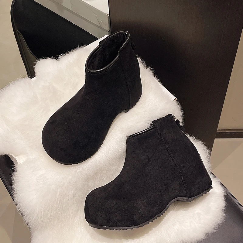 

Женские ботильоны, модные замшевые туфли на высоком каблуке и платформе, повседневные теплые зимние женские ботинки, модельер 2024, Mujer Snow Botas